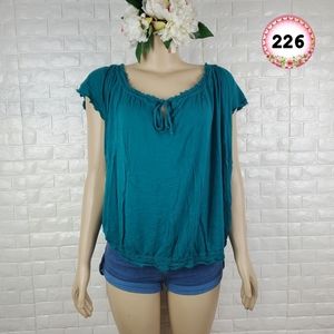 Old Navy Dark Green 1X Blouse | Plus Size Casua Shortl Sleeve Top